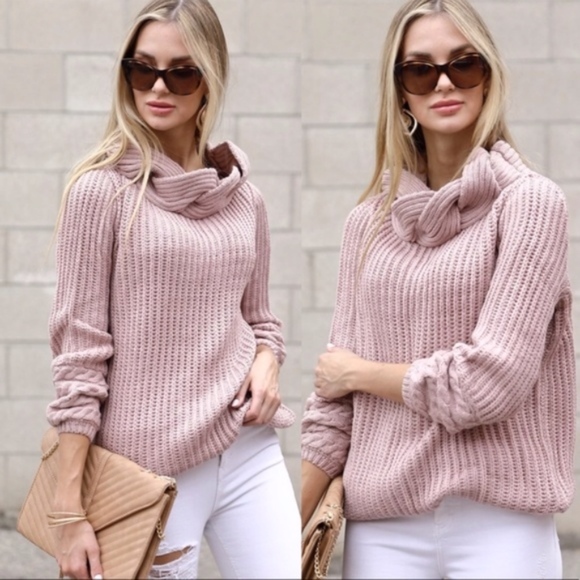 GEORGIA Turtleneck Knit Sweater - BLUSH - Picture 3 of 4